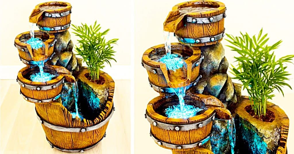 How To Make A Cascading Barrel Waterfall - Homemade Waterfall - Outdoor Water Feature