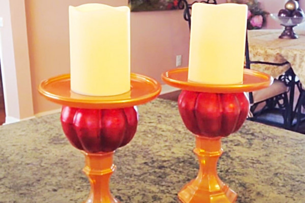 How To Make Dollar Tree DIY Candle Holders - Dollar Tree DIY - DIY Fall Decor