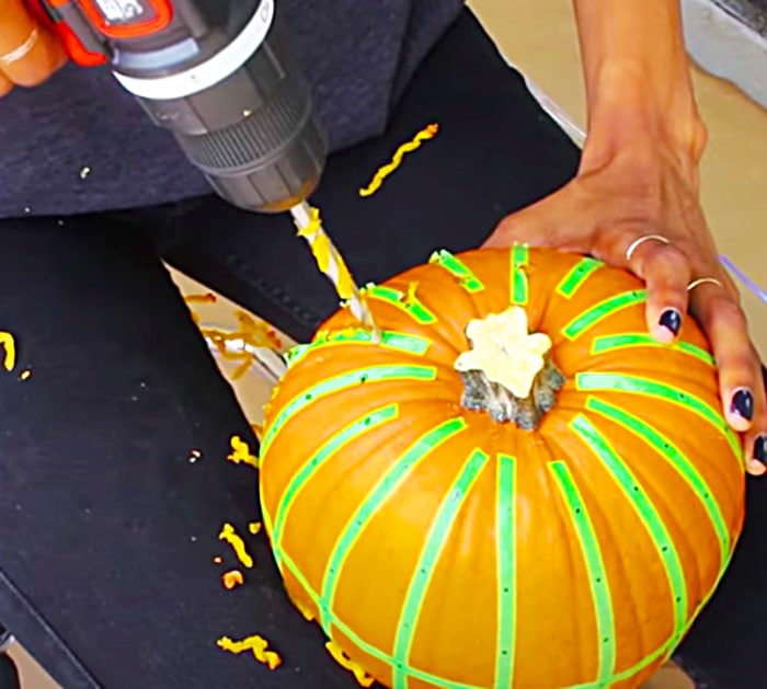 How To make A Power Drilled Pumpkin - How To make A Polka Dot Jack O Lantern - Easy Halloween Ideas