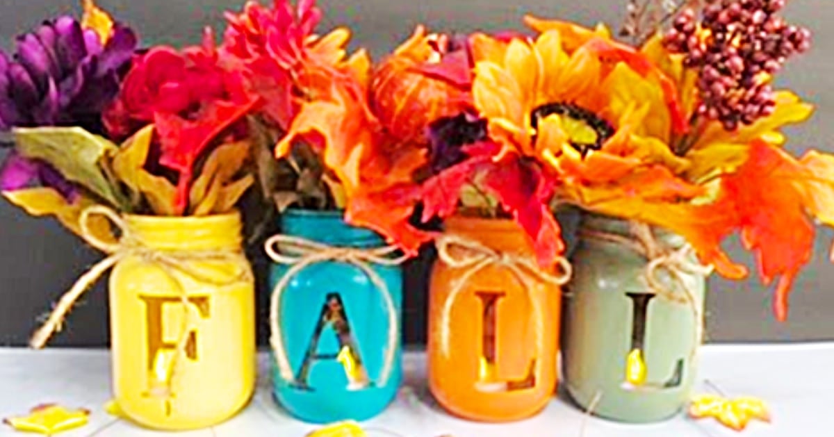 How To Make A Fall Centerpiece With Mason Jars | DIY Joy Projects and Crafts Ideas