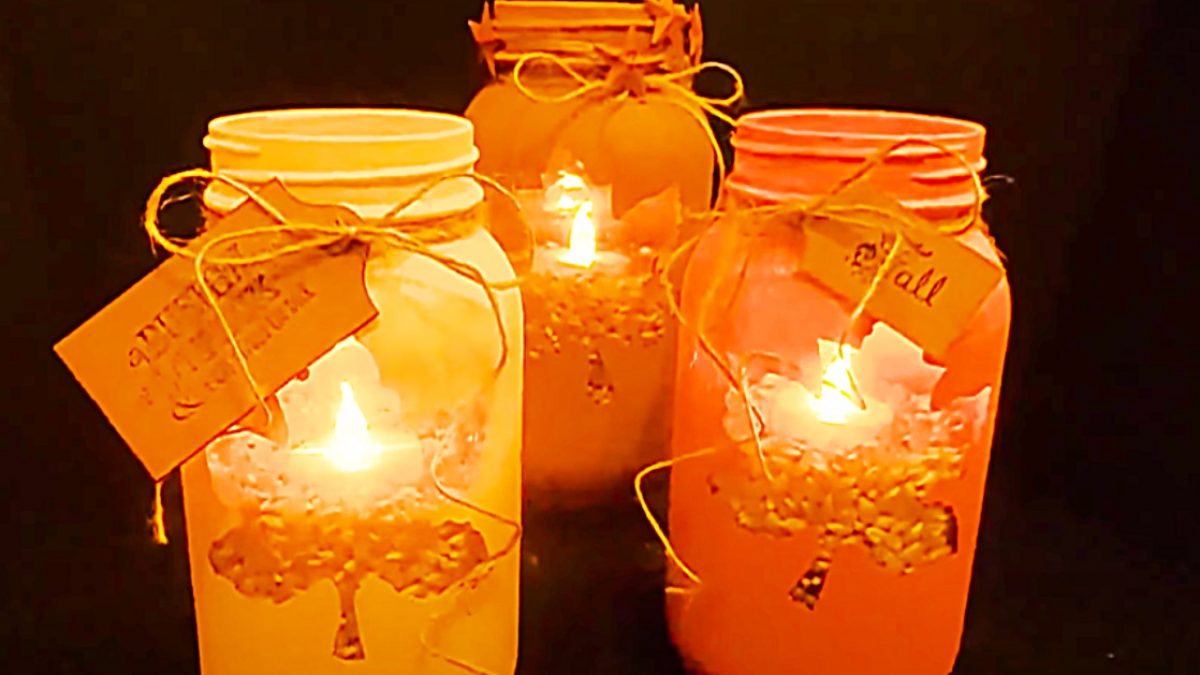 365 Designs: MINI MASON JAR TEA LIGHT CANDLE HOLDERS with glitter paint and  cherry blossom trim decoupage