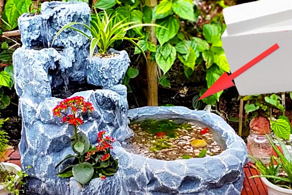 How To Make A Waterfall From A Styrofoam Box - DIY Fountain Ideas - DIY Foam Waterfall