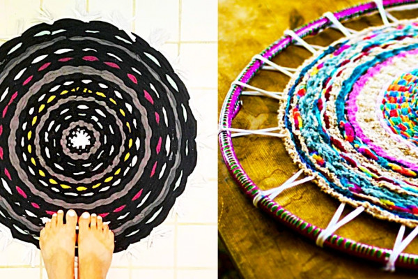 How To Make A Hula Hoop Rug - Easy DIY Rug - Floor Decor Ideas