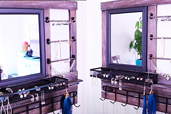 How To Make A Dollar Tree Jewelry Organizer - Dollar Tree DIY - Dollar Tree Bedroom Decor