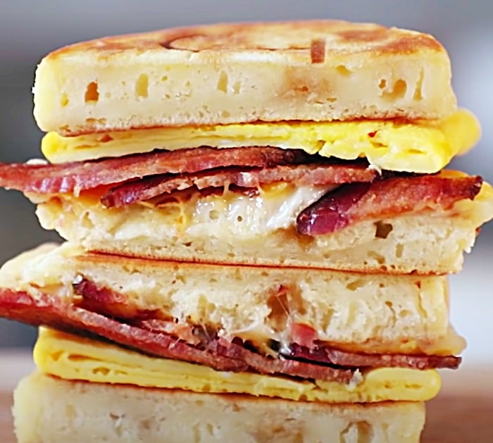 Breakfast On The Go Recipe - Easy Homemade McDonald's McGriddle - Egg Sandwich With Maple Syrup