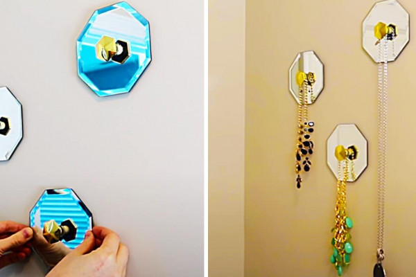 How To Make Dollar Tree DIY Mirrored Necklace Hangers - Dollar tree DIY