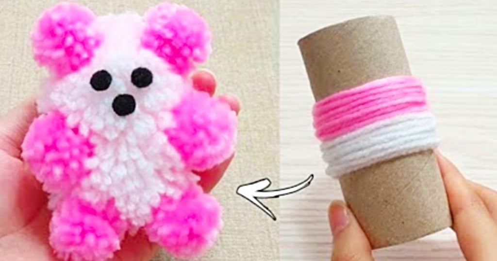 How To Make A Pom Pom Teddy Bear - DIY Teddy Bear - Yarn Craft Ideas