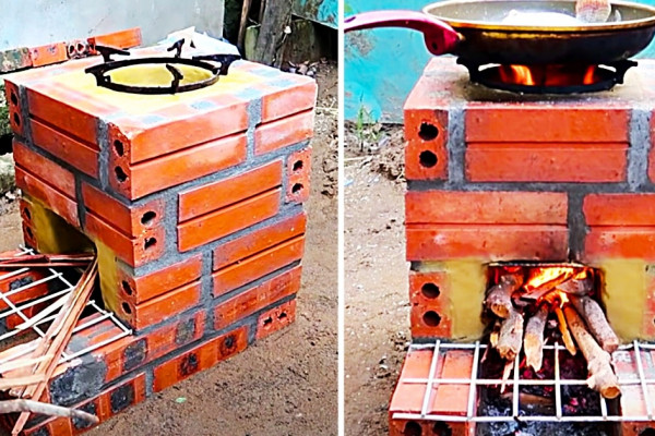 How To Make A Rocket Stove - DIY Brick Stove - Outdoor Cooking Ideas