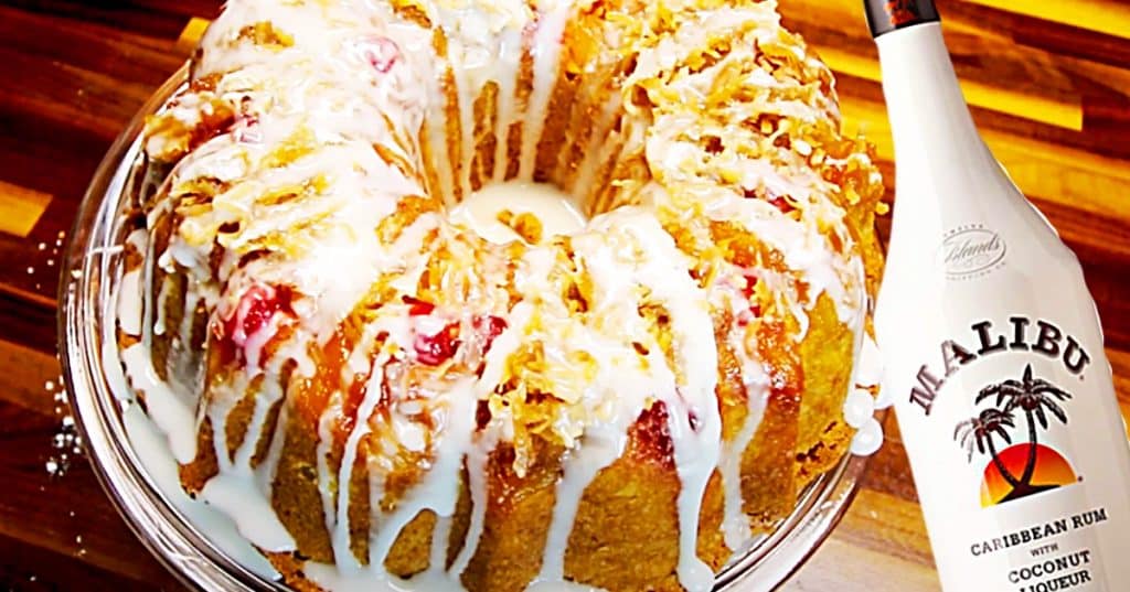 Pineapple Upside Down Malibu Rum Cake - Easy Cake Recipes - Rum Bundt Cake Recipe