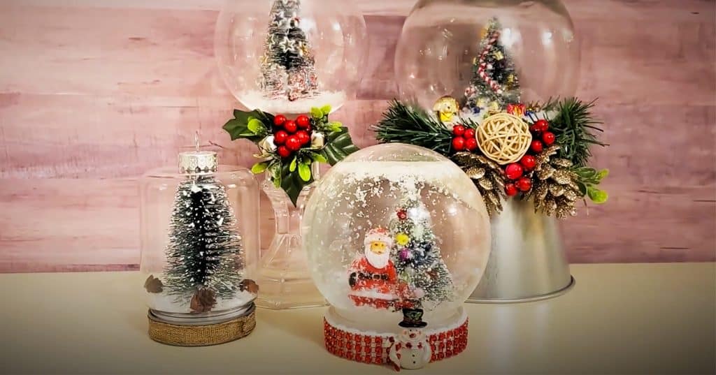 4 Dollar Tree DIY Christmas Snow Globes - DIY Snow Globes