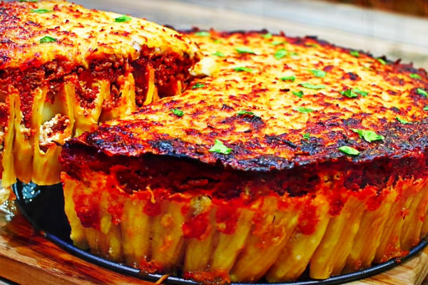 Cheesy Pasta Pie Recipe- Pasta Recipes- Pie Recipes