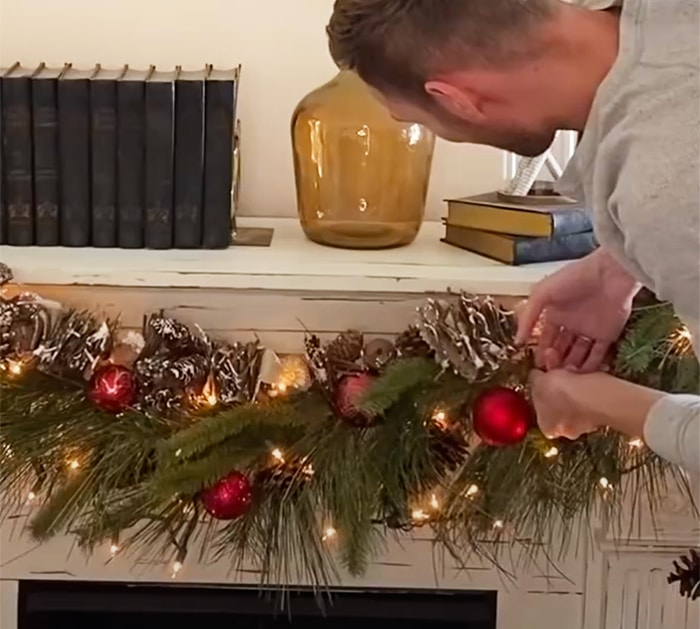 How to Make a Fireplace Mantel Garland - How To Decorate a Fireplace for Christmas