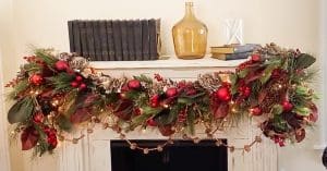 DIY Christmas Fireplace Mantel Garland