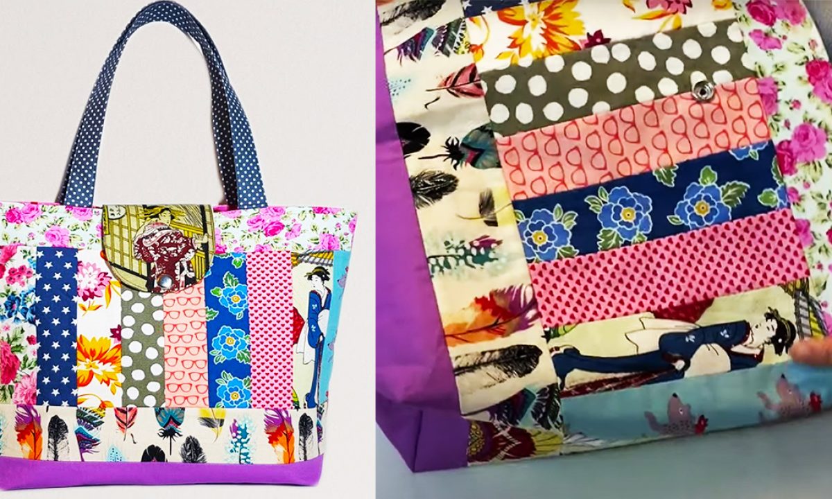 Make a zippered tote bag out of leftover fabric scraps
