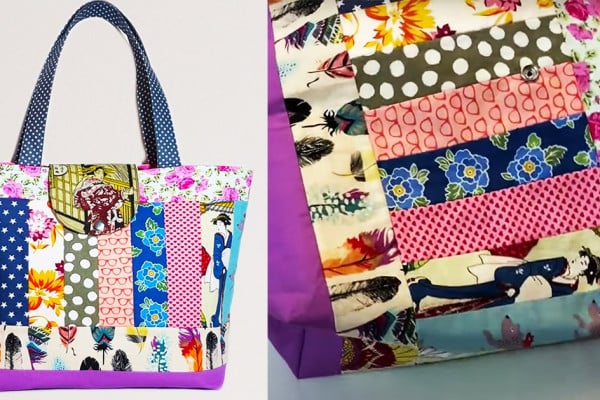DIY Fabric Tote Bag From Scraps - Fabric Scraps Ideas - DIY Sewing