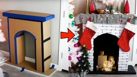 DIY Faux Fireplace Made Out Of Cardboard | DIY Joy Projects and Crafts Ideas
