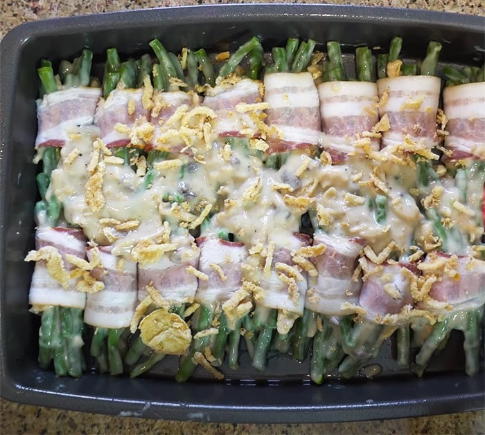 Quick & Easy Green Bean Casserole Bacon Bundles - Thanksgiving Side Dish