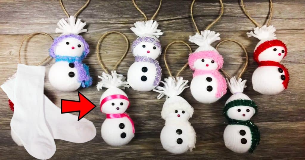 DIY Sock Snowman Ornament - Easy Christmas Gift Ideas - Sock Projects