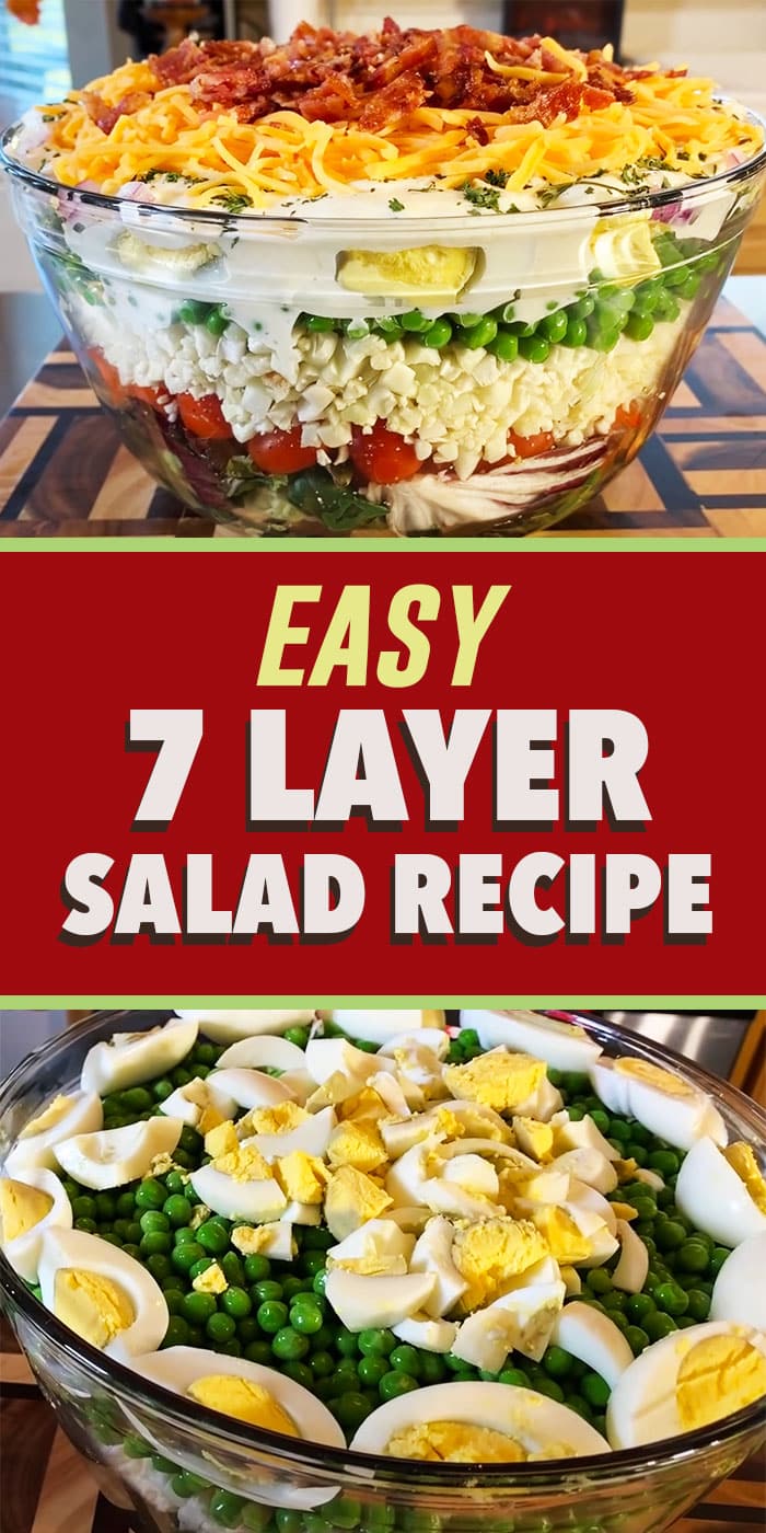 Seven Layer Salad Recipe - Easy Dinner Salad Ideas - Quick Recipes for a Potluck Salad - Healthy recipe Ideas