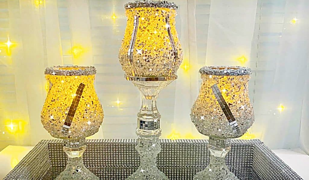 How To Make Dollar Tree Glam Candle Holders - Crystal Candle Holders - Dollar Tree Home Decor