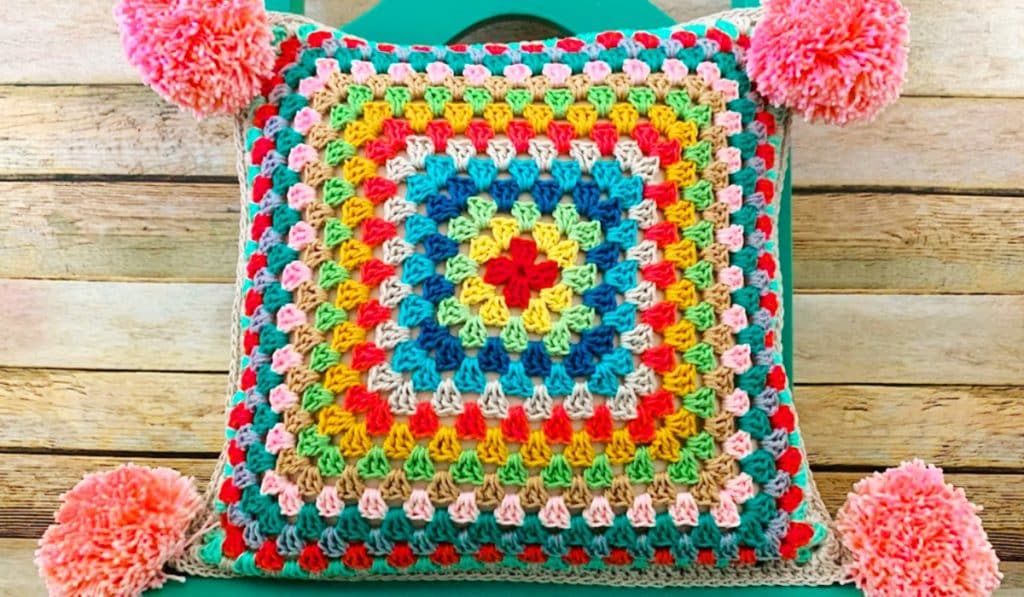 How To Make A Granny Square Pillow - Granny Square Crochet Idea - Home Decor Ideas