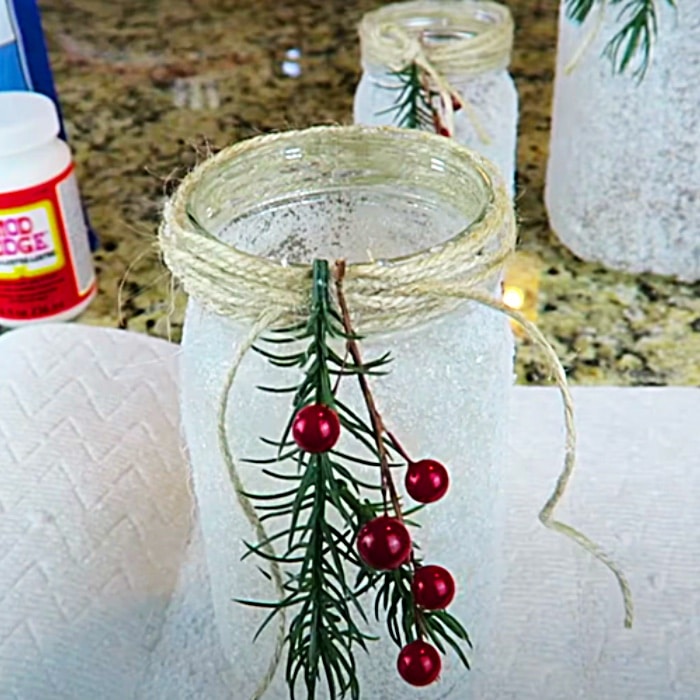 Homemade Candle Holders - Epsom Salt Snow Ideas - DIY Christmas Decor