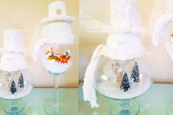 How To Make A Snowman Light Scene - Wine Glass Decoration Idea - Christmas Ornament Idea