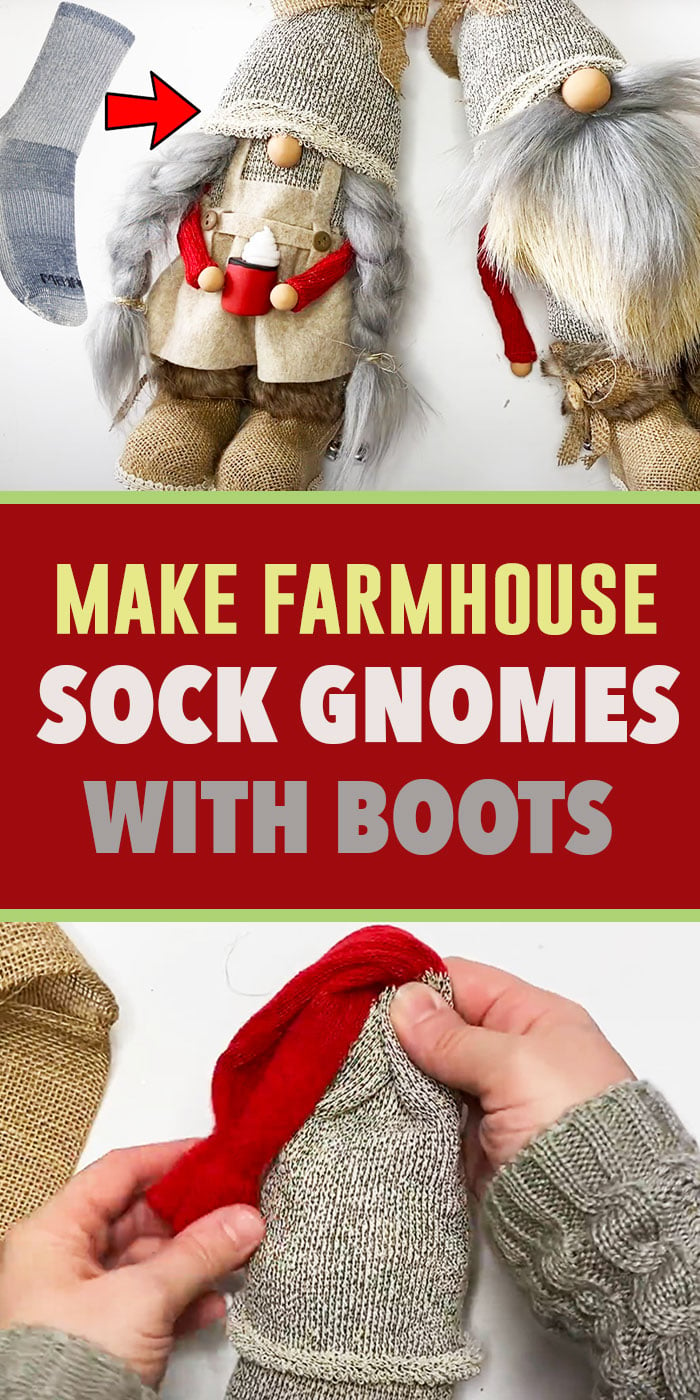 How to Make Sock Gnomes With Boots - Easy Christmas Crafts for DIY Farmhouse Decor - Holiday Craft Ideas That Are Cute and Creative