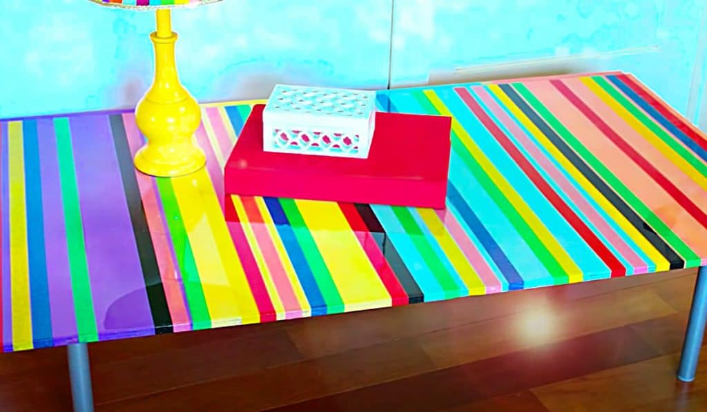 DIY Striped Coffee Table - Coffee Table Makeover - Furniture Painting Ideas