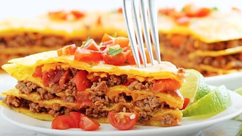 One-Pan Layered Taco Casserole Recipe | DIY Joy Projects and Crafts Ideas