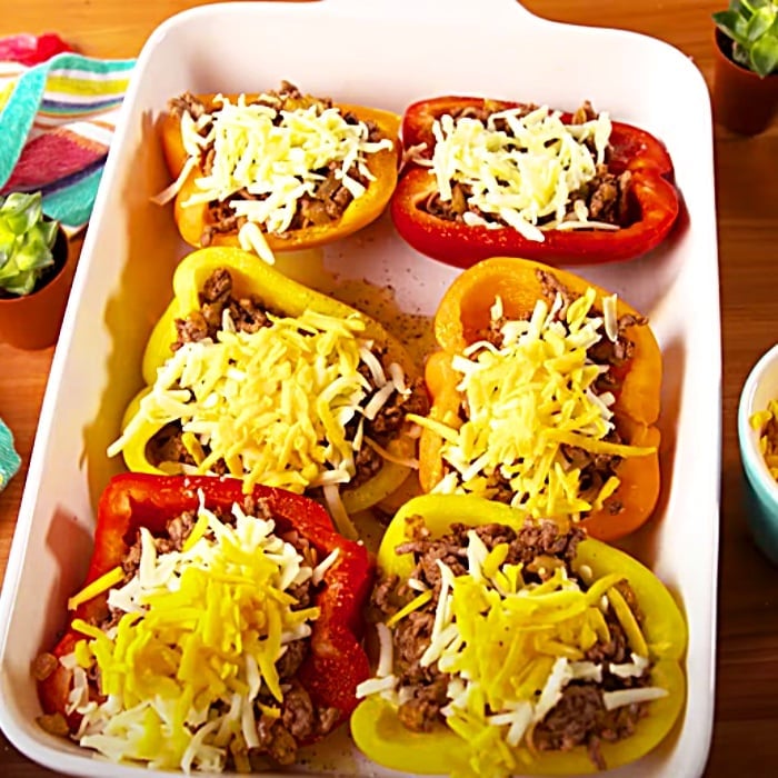 Taco Stuffed Peppers Recipe - Easy Dinner Ideas - Stuffed Bell Pepper Meal