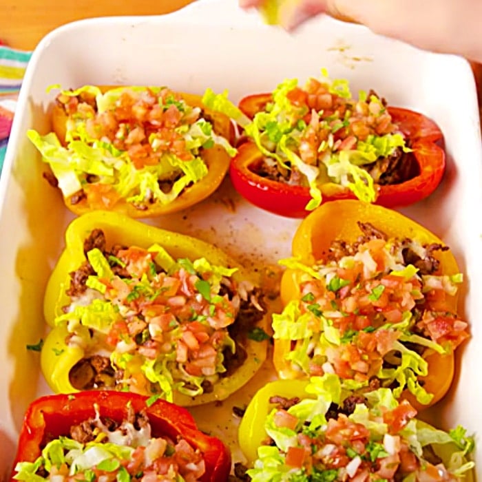 Taco Stuffed Peppers Recipe - Easy Dinner Ideas - Stuffed Bell Pepper Meal