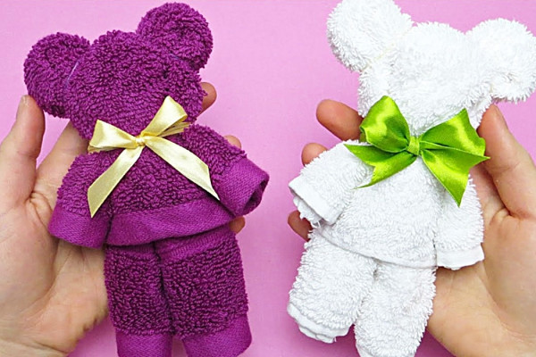 How To make A Teddy Bear From A Towel - Easy Towel Craft - Bathroom Decor Ideas