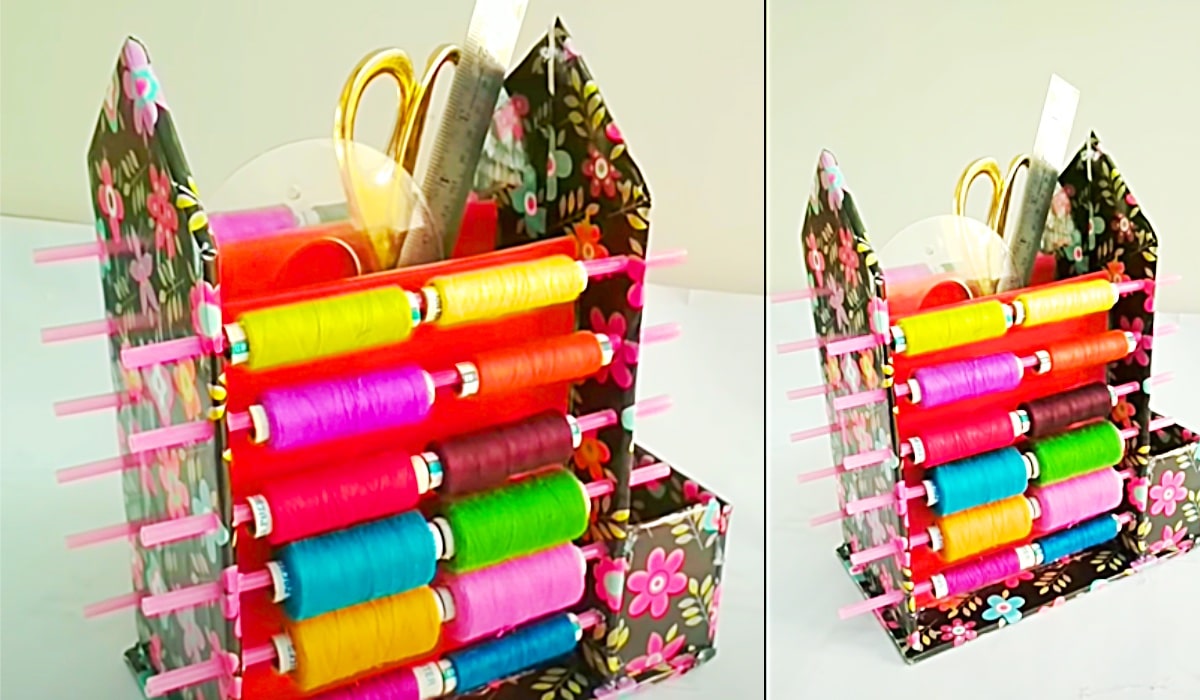 DIY Thread organizer idea from waste cardboard# Sewing Thread