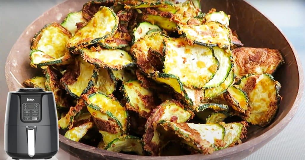 Air Fryer Cheesy Zucchini Chip Recipe - Air Fryer Recipes - Zucchini Chip Recipes