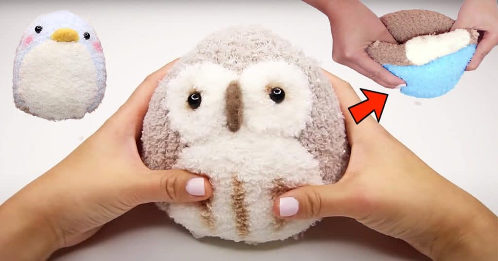 DIY Reversible Owl And Penguin Sock Plush - DIY Sock Plush - DIY Seasonal Toys