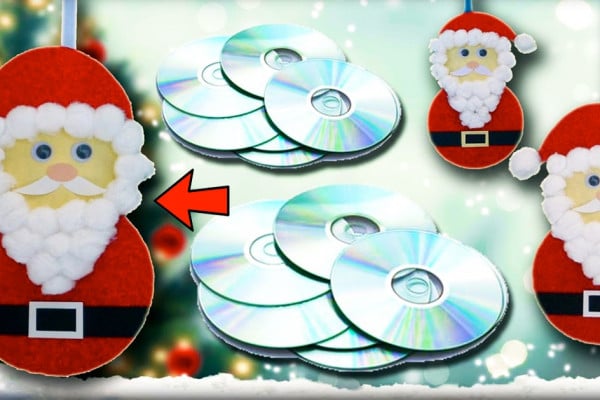 DIY Santa Claus Wall Hanging Using CDs - DIY Cds - Repurpose and Upcycled Crafts - Christmas Decor