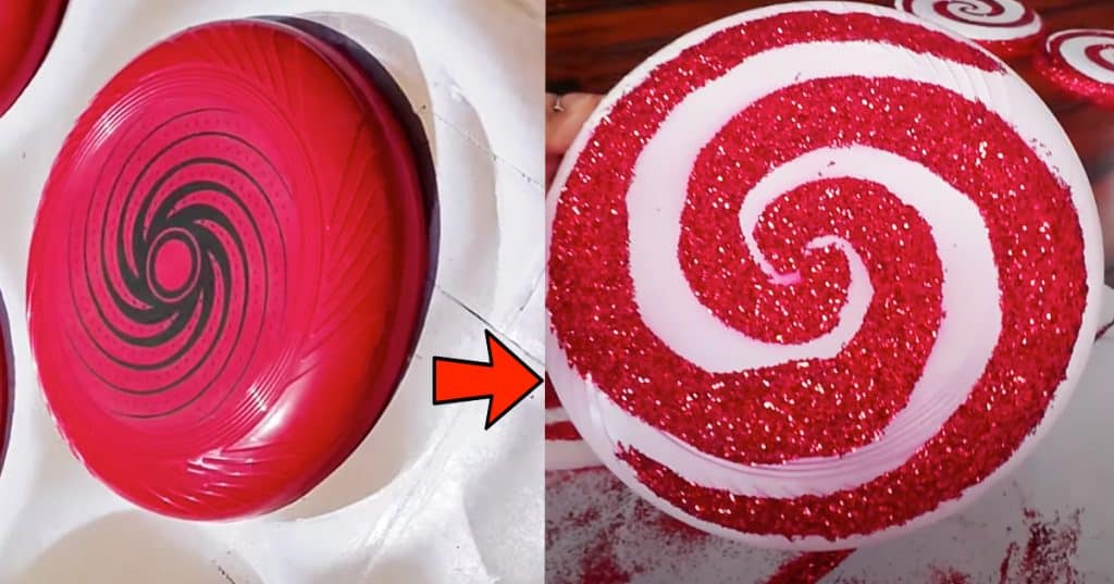 DIY Dollar Tree frisbees | Peppermint Decor | Giant Christmas Peppermint ornaments | Cheap Decor