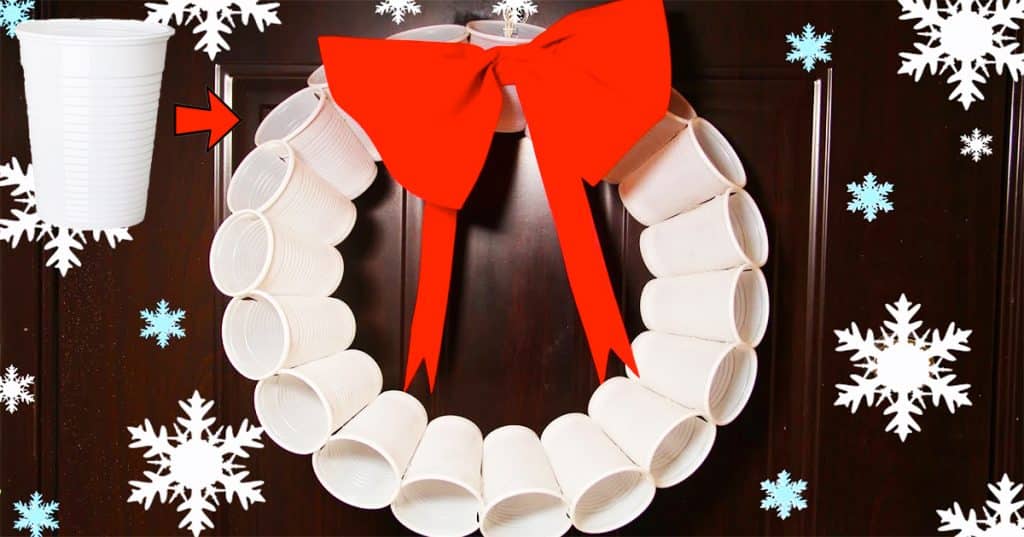 How To Make A Christmas Wreath Using Plastic Cups - DIY Plastic Cups - DIY Christmas Wreath