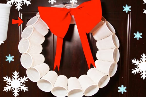 How To Make A Christmas Wreath Using Plastic Cups - DIY Plastic Cups - DIY Christmas Wreath