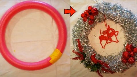 How To Make A Christmas Wreath Out Of A Pool Noodle | DIY Joy Projects and Crafts Ideas