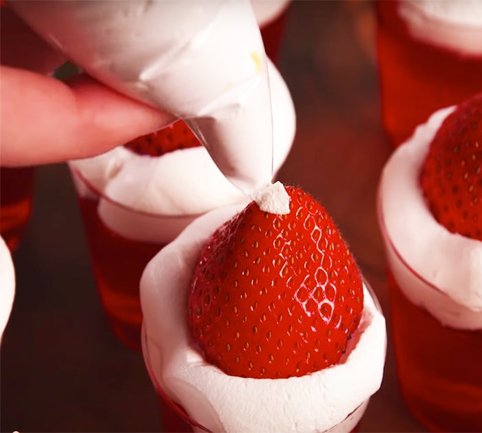 Santa Hat Jello Shots - Strawberry Jello Shots - Jello Shot Recipes