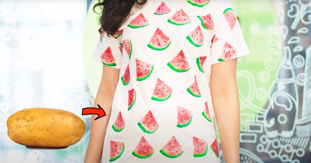 How To Paint A Watermelon Print From Potato - DIY Potato - DIY Tshirt