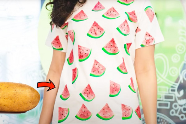 How To Paint A Watermelon Print From Potato - DIY Potato - DIY Tshirt