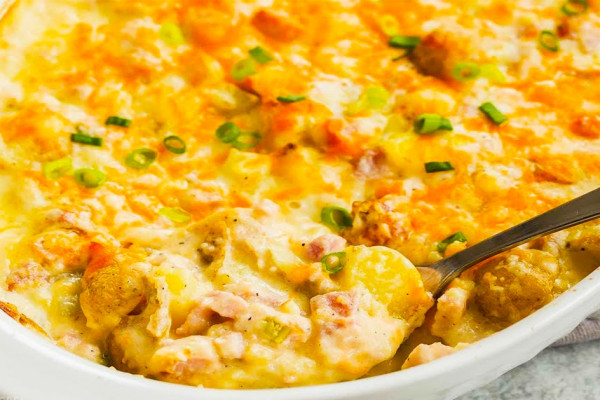 Twice Baked Potato With Ham Casserole Recipe - Casserole Recipes - Baked Potato Recipes