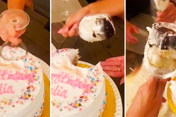 Viral Cake Cutting Hack Using Wine Glasses - Cake Cutting Hack - Tik Tok Viral