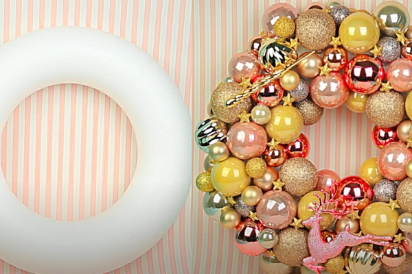 How To make A Christmas Ball Wreath - DIY Holiday Door Decor - Dollar Tree DIY