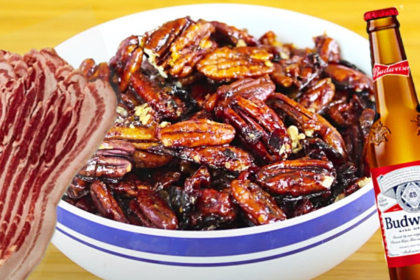 Beer And Bacon Glazed Pecans Recipe - Holiday Snack Ideas - How To Glaze Pecans