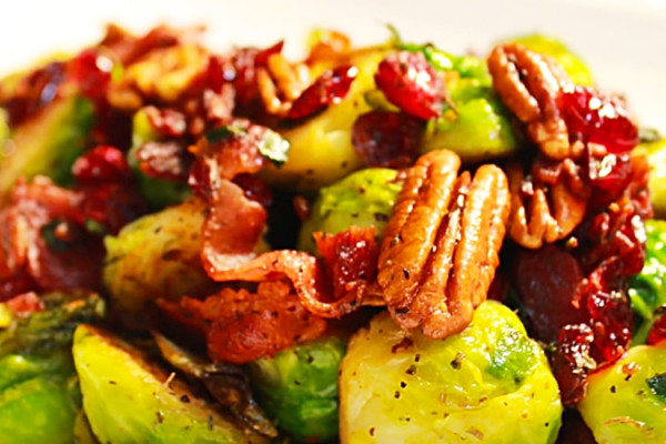 Bacon Cranberry Pecan Brussel Sprout Recipe - How To Cook Brussel Sprouts - Brussel Sprouts Recipe