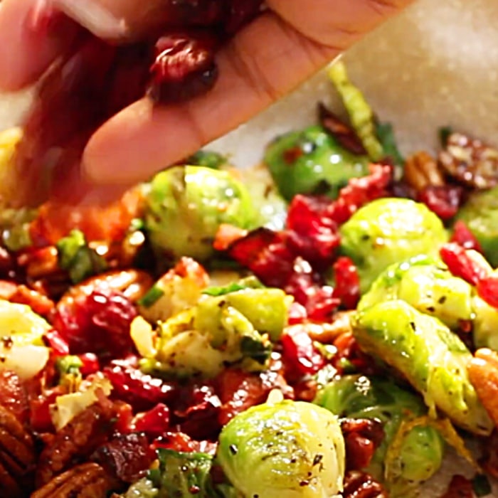 Bacon Cranberry Pecan Brussel Sprout Recipe - How To Cook Brussel Sprouts - Brussel Sprouts Recipe